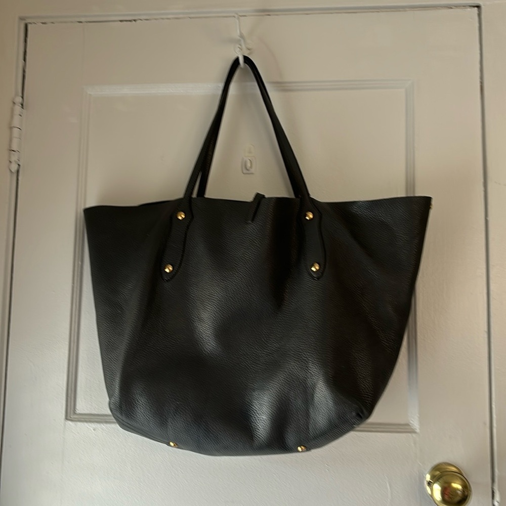 Gray Annabel Ingall Large Leather Tote Bag